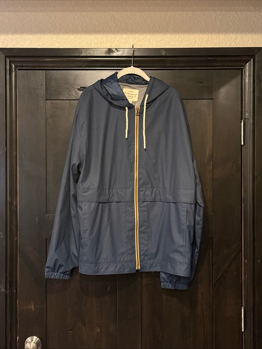 Weatherproof Vintage Jacket Mens XL Blue Hooded Waterproof Full Zip Pockets